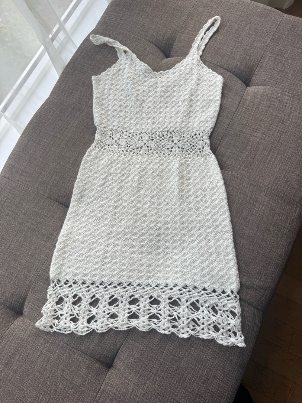 White Crochet hand made Knit Dress